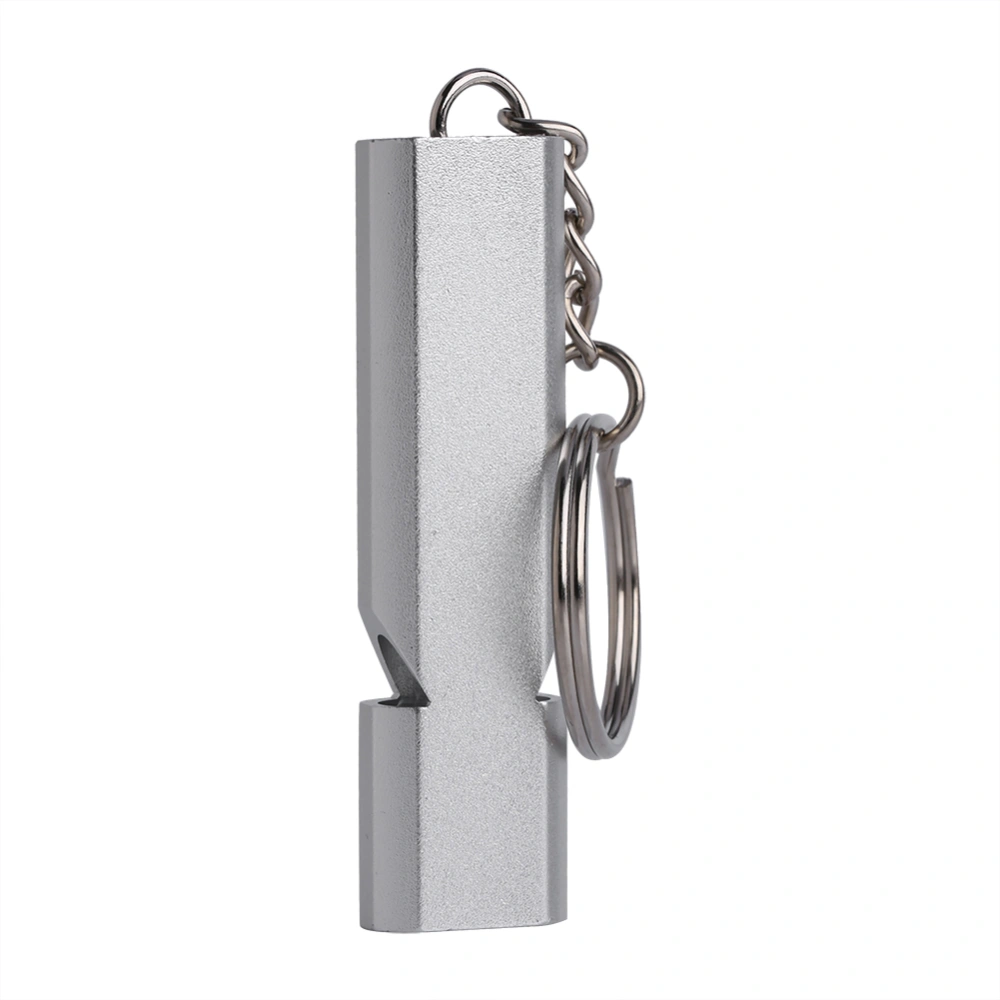 Aluminium Alloy Double Hole Life saving Emergency Whistle For Outdoor Needs (silver)