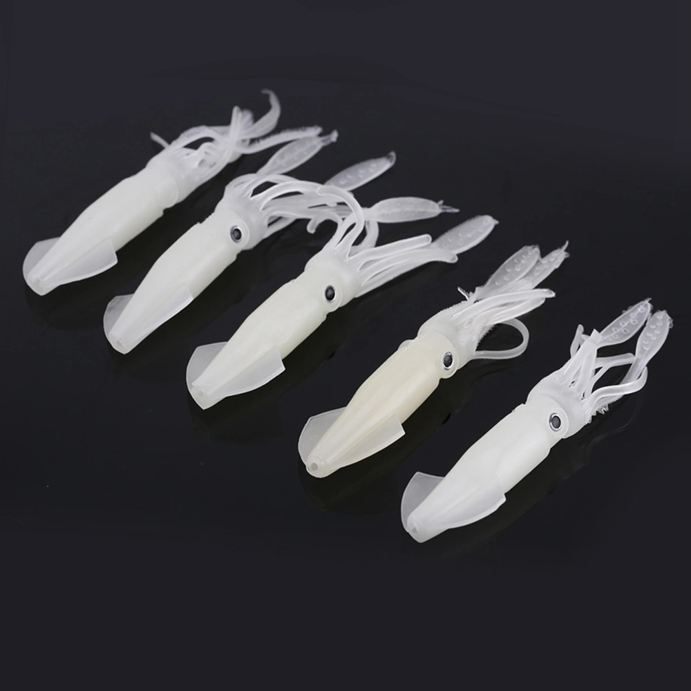 5pcs Glow in Dark Fishing Tackle Luminous Soft Squid Octopus Fishing Lures Bait (#1)