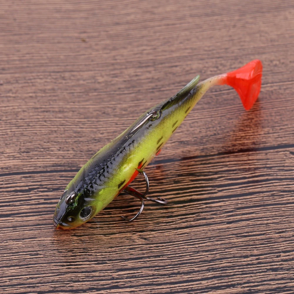 1pcs 8cm Life‑like Fishing Baits Soft Lures Tackle with Sharp Hook Yellow + Red