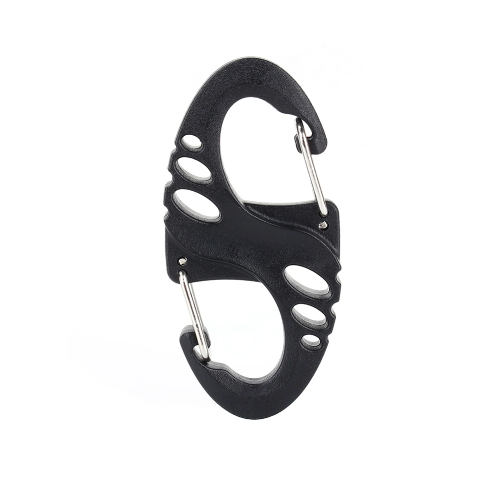 Climbing Hook S Type Carabiner Dual Buckle Keychain Mini Black