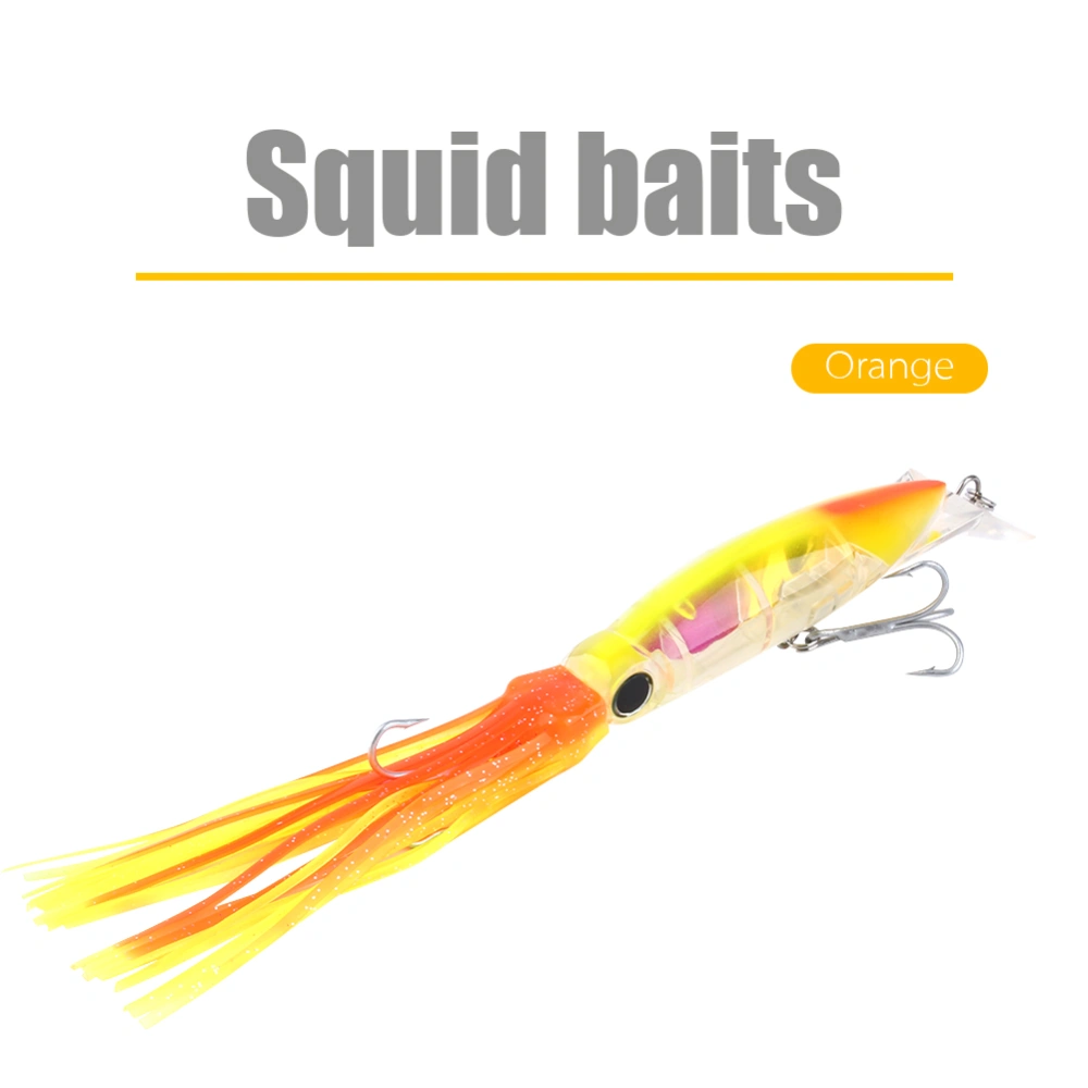 24cm/40g Fishing Lures Squid Lures Fish Bait Crankbait Tackle Jig Treble Hook Yellow Orange