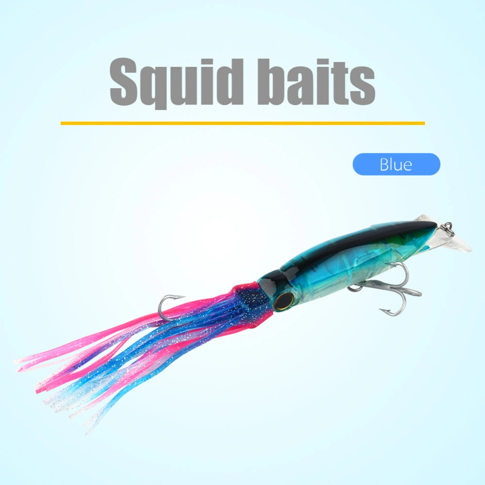 24cm/40g Fishing Lures Squid Lures Fish Bait Crankbait Tackle Jig Treble Hook Blue