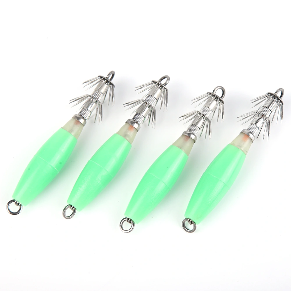 4pcs Squid Cuttlefish Sleeve Lure Hook Bait Glow In Dark Fishhook Practical Fishing Accessories