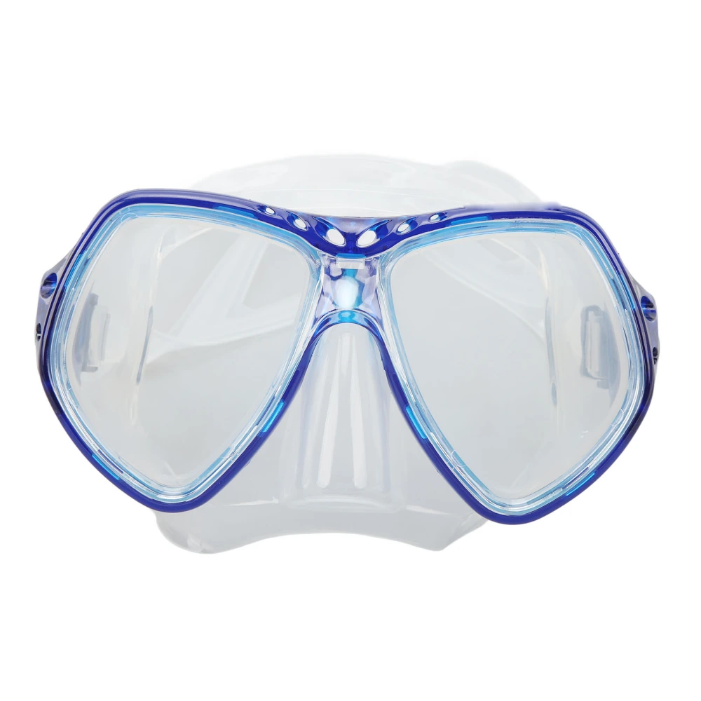 Diving Goggles Swim Glasses Silicone Adjustable Strap Tempered Glass Thickened Frame Clear View Anti Fog for Kids Adults Swim Diving Snorkeling Blue