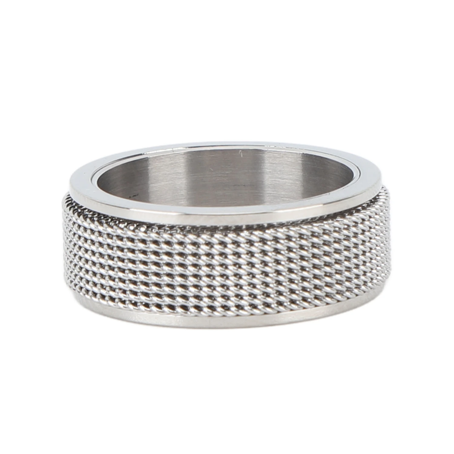 8MM Mens Spinner Ring Noiseless Titanium Steel Cool Anxiety Ring for Anxiety Stress Relieving Silver No. 8 57mm / 2.2in