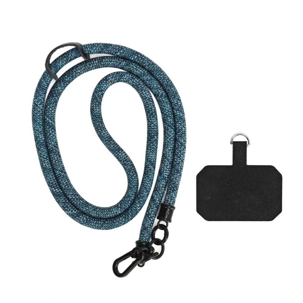 10MM Cell Phone Lanyard Metal Polyester Adjustable Shoulder Strap Around Neck Strap for Most Smartphones Cyan