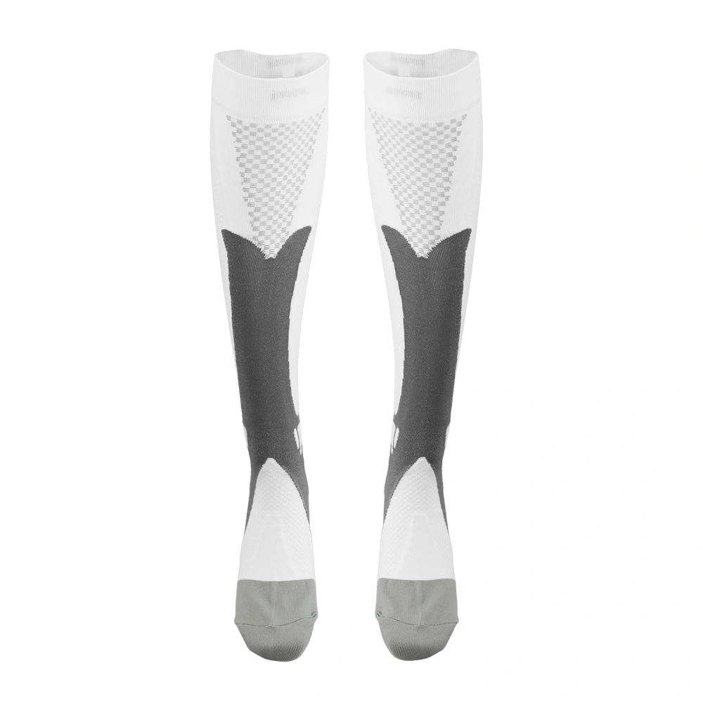 Sports Compression Socks Breathable Muscle Shock Absorption White 1 Pair Athletic Compression Socks for Men Women XXL 39‑45