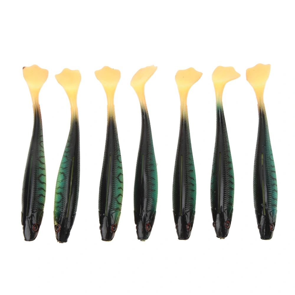 7PCS T Tail Fish Bait 10cm 5.5g 3D Eyes Colorful Glitter Artificial Soft Bait for Saltwater Freshwater Fishing Type 2