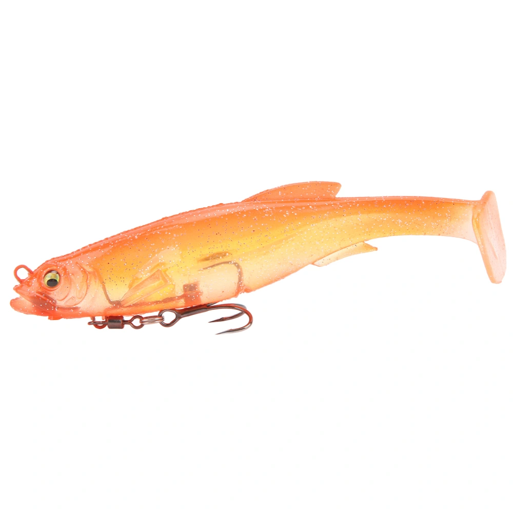 12.5cm 21g Fishing Lures Silicone Fishing Baits T Tail Vivid Spin Ring Magnetic with Treble Hooks for Freshwater Saltwater Orange