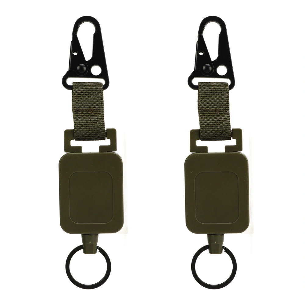 2 PCS Easy Pull Buckle Keychain Olecranon Buckle Stretchable Quick Release Buckle Key Ring for Bag Pants Army Green