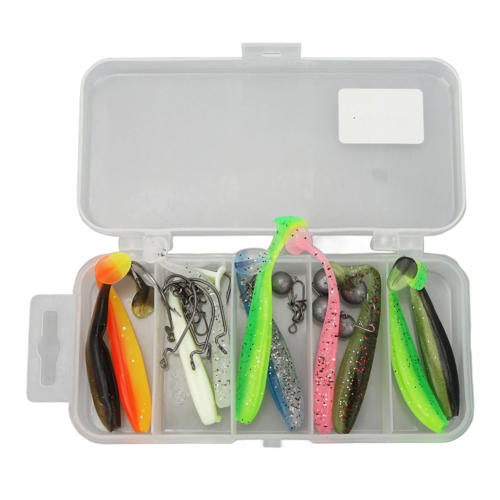 7cm Fishing Lure Silicone Soft Two Color T Tail Fishing Bait Set Fishing Accessories Set for Saltwater Fishing