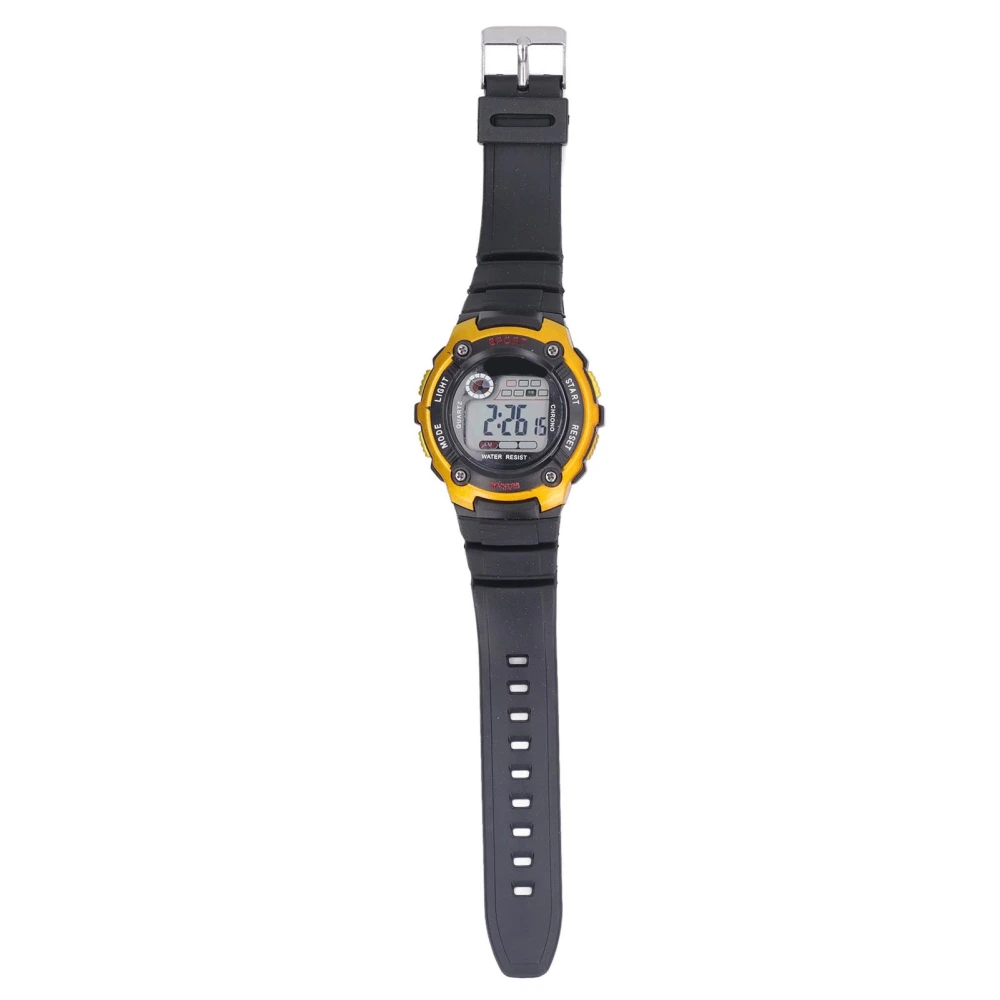 Electronic Sports Watch Luminous Waterproof Rubber Strap Large Screen Children Sport Watch Gold