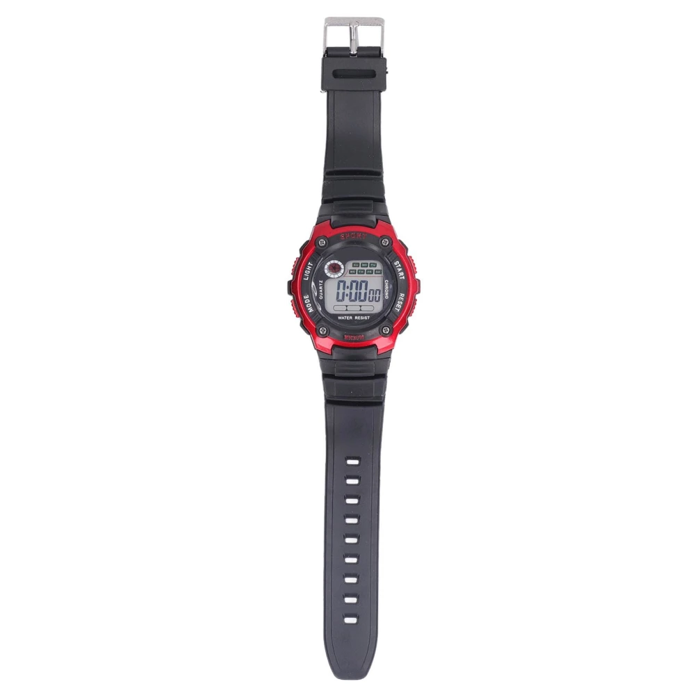 Electronic Sports Watch Luminous Waterproof Rubber Strap Large Screen Children Sport Watch Red