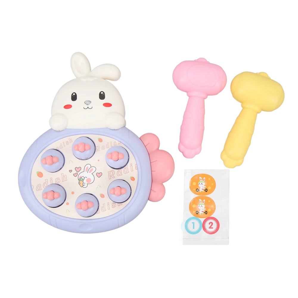 Mole Pounding Game Cartoon Bunny Carrot Style Safe Smoothing Stable Hammering Pounding Toy for Family Education School Purple