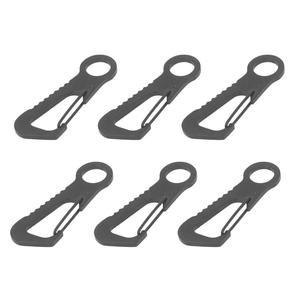 6 Pcs Outdoor Carry Multifunctional Stainless Steel Quick Hang Buckle Keychain Quick Hooks Black