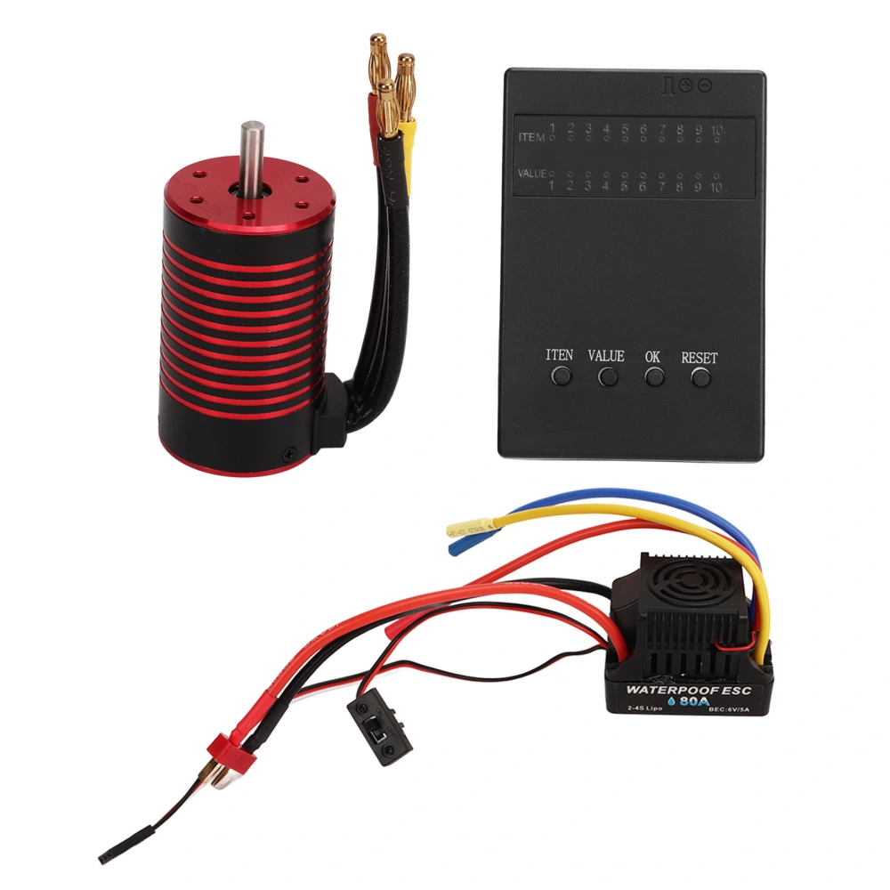 80A Brushless ESC Electric Speed Controller High Torque 3660 Motor Low Voltage Cut Off Protection for 1/8 RC Car 4200KV