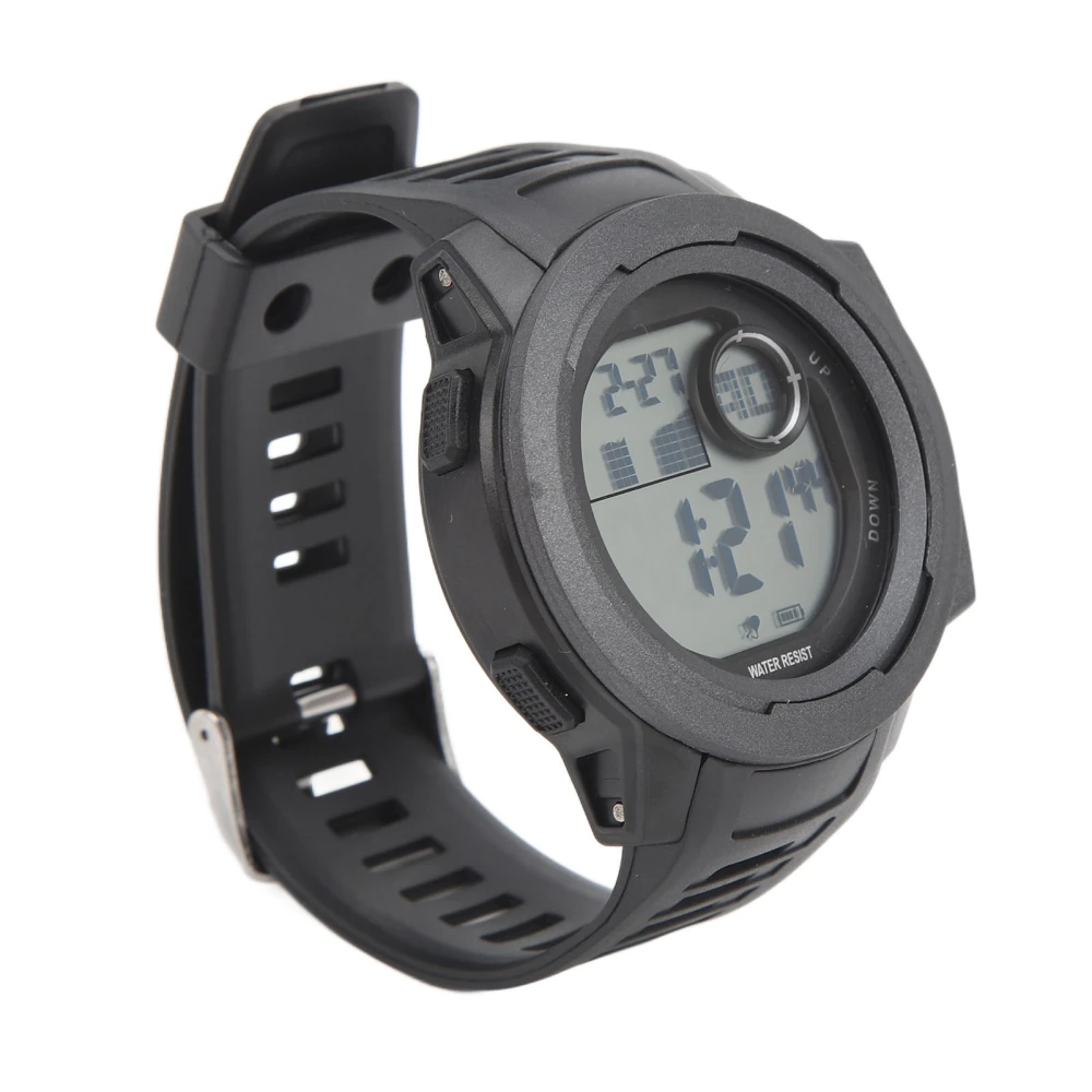 Men Digital Sports Watch Outdoor Sports Electronic Watch Shock Resistant 50M Swimming Waterproof Rubber Strap Large Display Grey