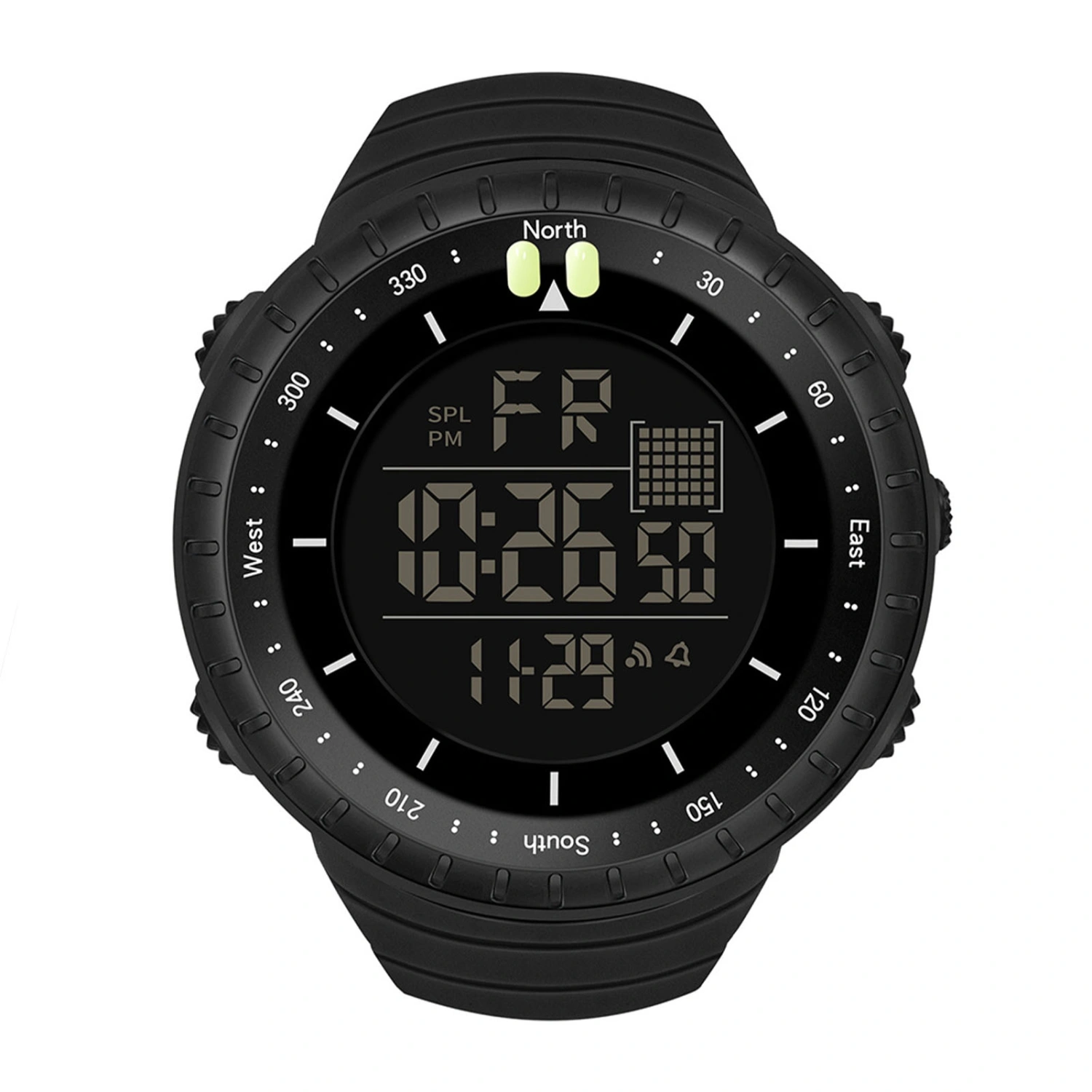 Electronic Sports Watch Waterproof Night Light Large Screen Quick Release Strap Digital Watch Black