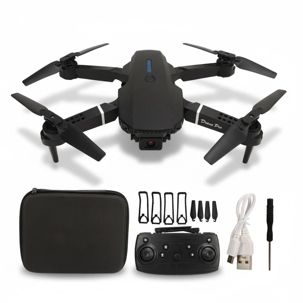 E88PRO RC Aerial Drone HD 4K Dual Camera Altitude Hold Headless Mode Trajectory Flight Foldable Drone with Built in 1800mAH Battery