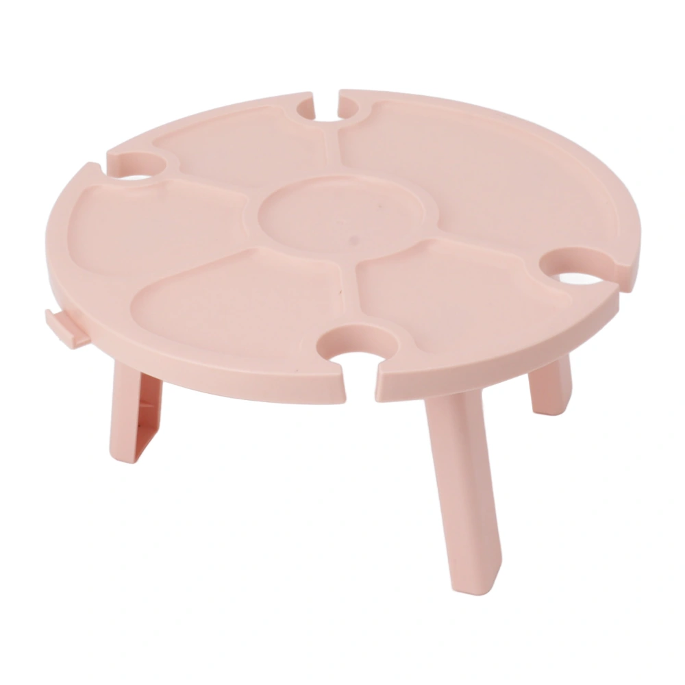 Portable Picnic Table Wine Glass Holder Outdoor Folding Table Convenient Plastic Folding Table for Outdoor Party Pink