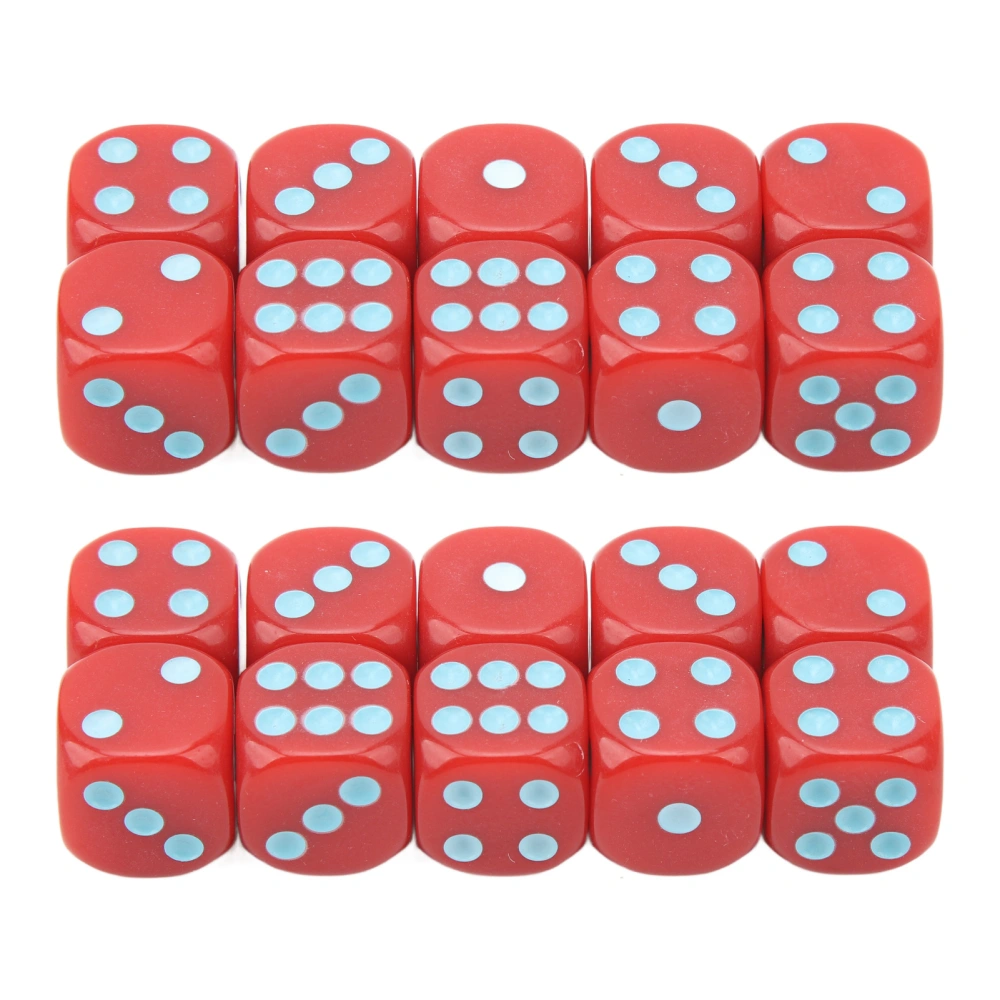 20Pcs 16mm Rounded Corner Dice 6 Sided Game Dice Set for Table Board Games Math Games Red Blue Dots