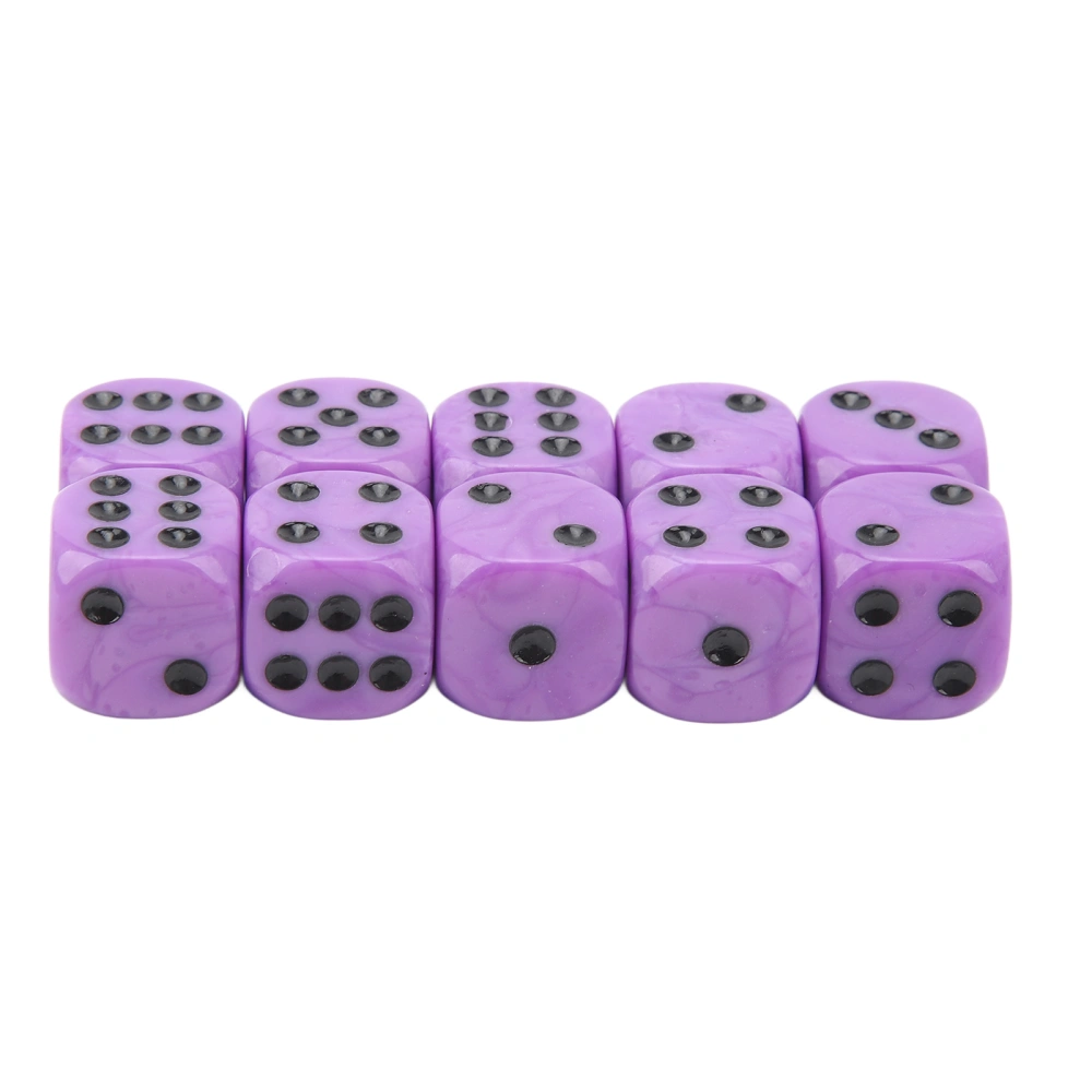 20Pcs 16mm Rounded Corner Dice 6 Sided Game Dice Set for Table Board Games Math Games Purple Black Dots