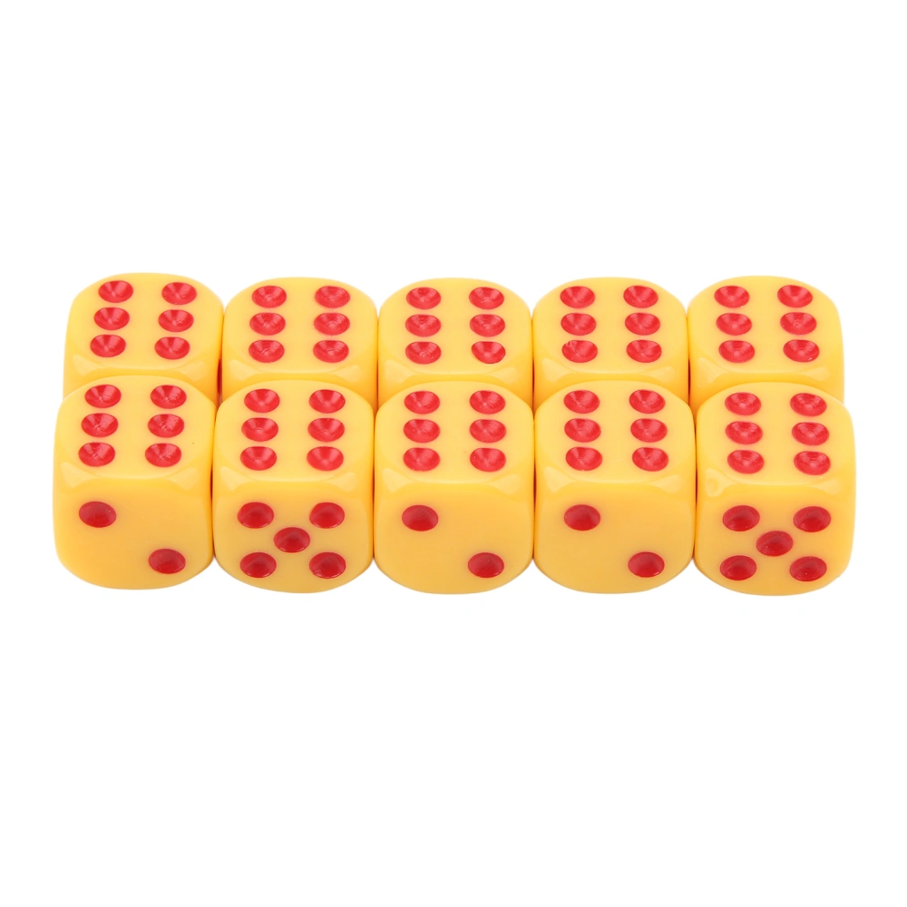 20Pcs 16mm Rounded Corner Dice 6 Sided Game Dice Set for Table Board Games Math Games Yellow Red Dots