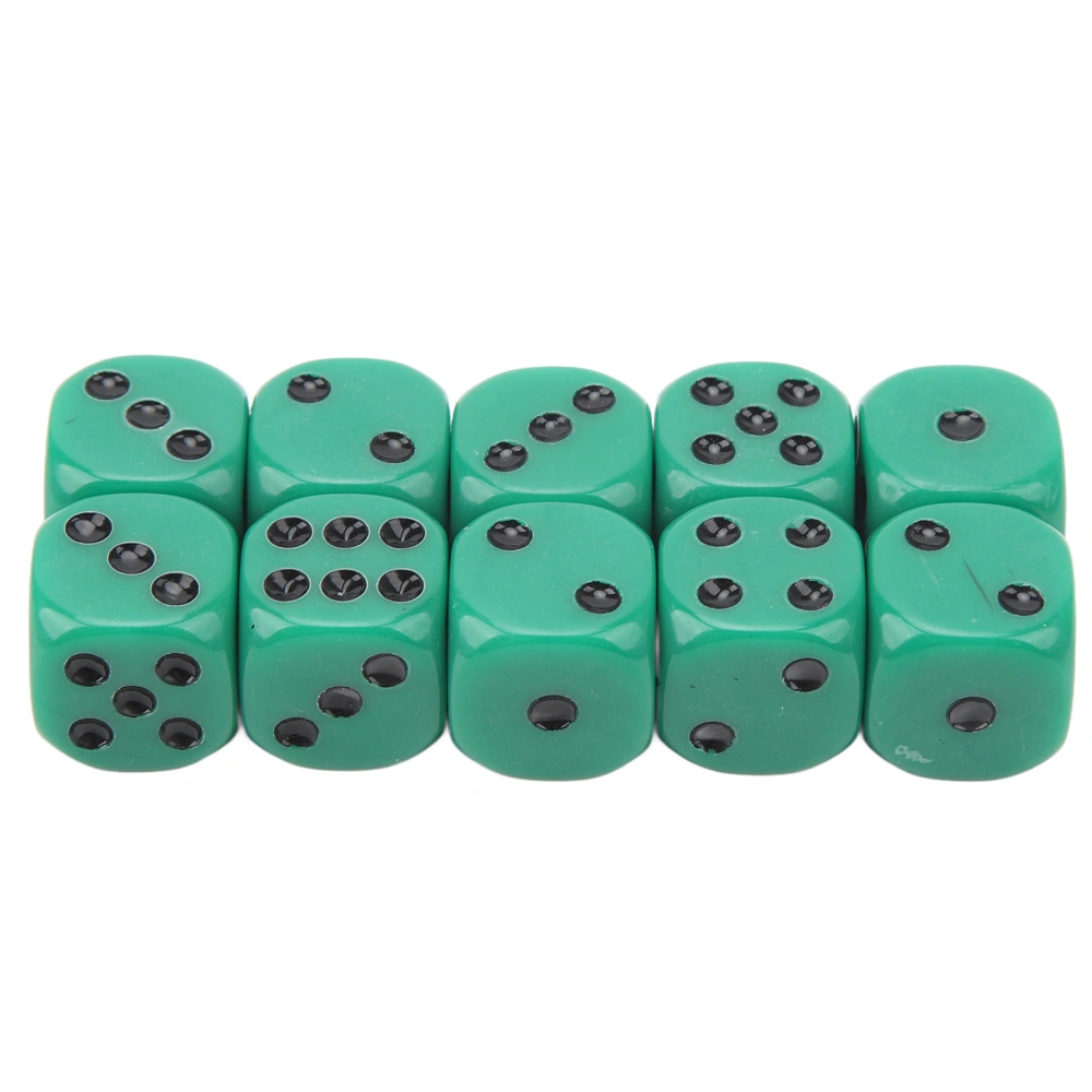 20Pcs 16mm Rounded Corner Dice 6 Sided Game Dice Set for Table Board Games Math Games Green Black Dots