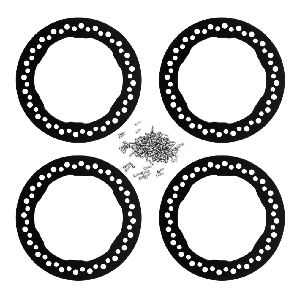 4pcs 1.9 Inch Wheel Outer Beadlock Rings Aluminum Alloy Replacement Wheel Beadlock Rings for Traxxas 1/10 RC Car Black