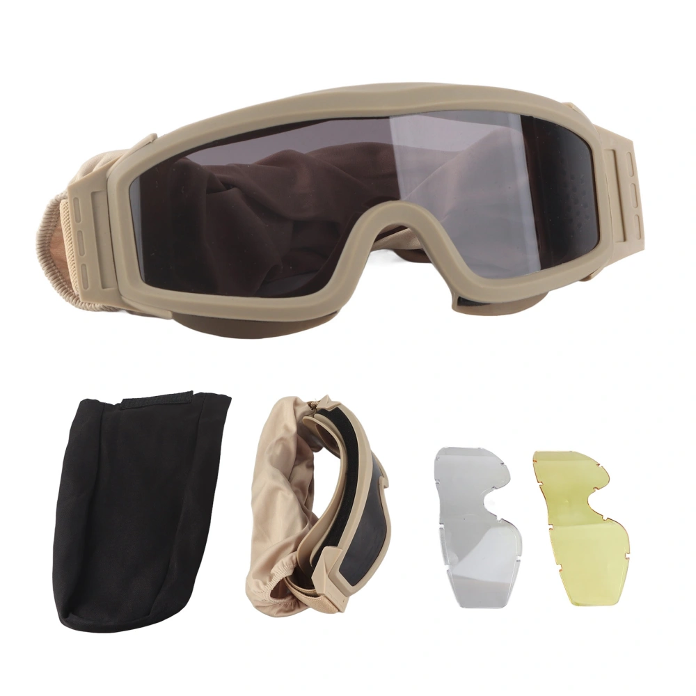 Desert Locust Goggles Desert Locust Glasses Windproof Sand Proof Outdoor Goggles with 2 Lens Khaki