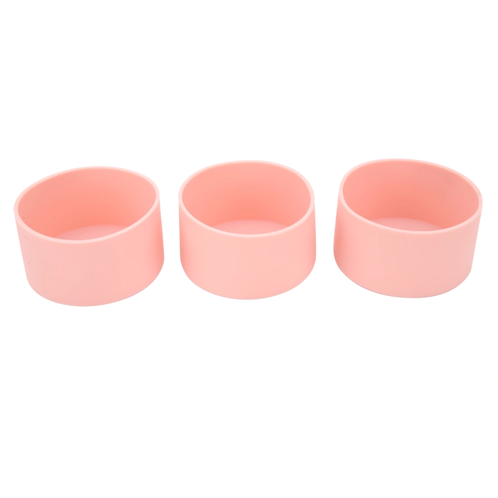 3pcs Protective Silicone Boot Slip Proof High Temperature Resistant Water Bottle Bottom Sleeve Pink