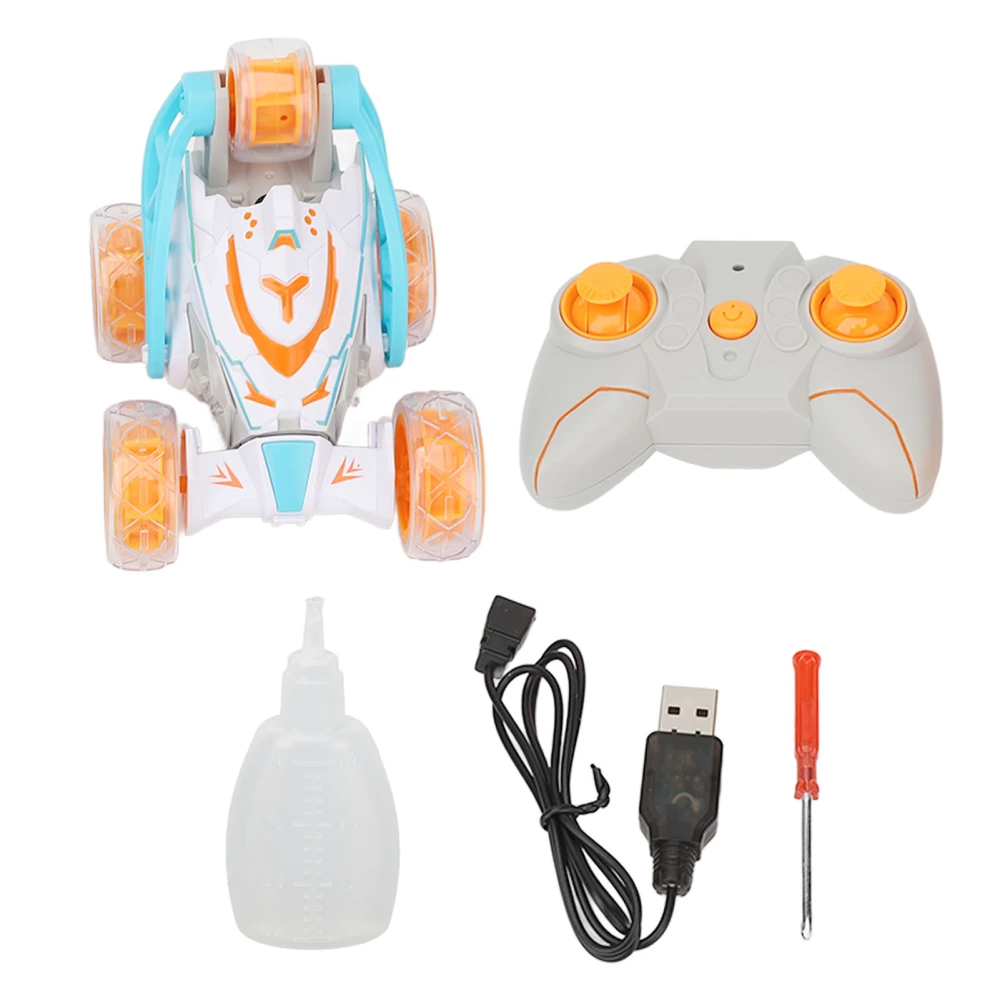 Remote Control Car 2.4G Electric Stunt Car With Light And Music Children Kids Racing Stunt Vehicle Toy 3.7V Orange