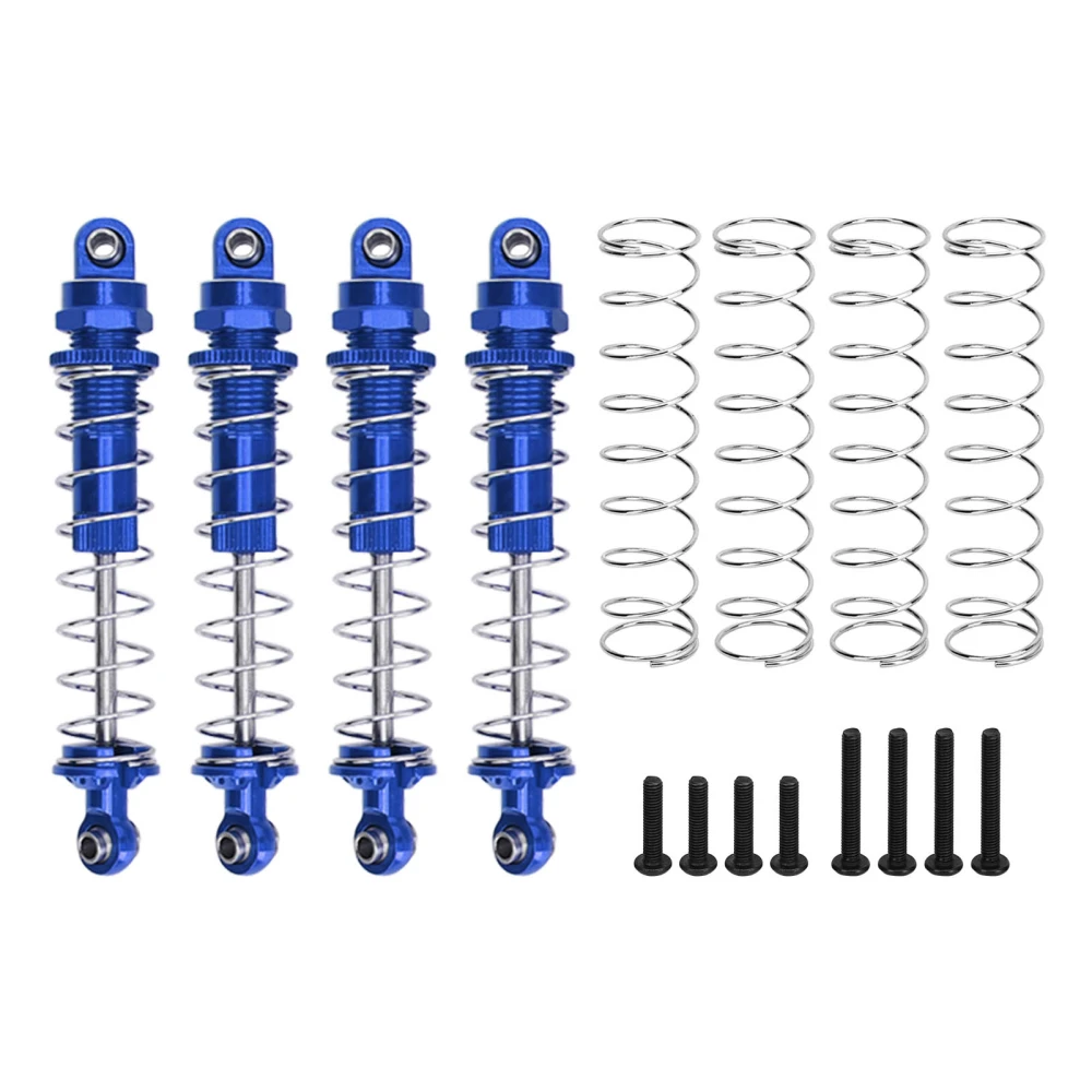 4Pcs RC Front Rear Shock Absorbers Aluminum Alloy Reduce Vibration Shock Absorbers Set for Axial Capra UTB18 1/18 Blue