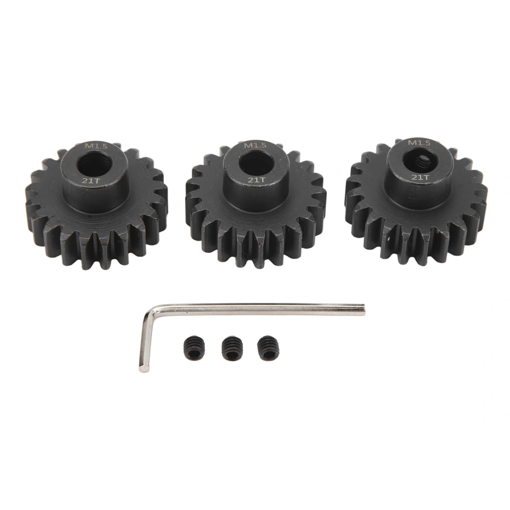 3pcs Steel M1.5 Pinion Gear Set 8mm Motor Pinion Gear with M5 Set Screw for 1/5 1/8 1/10 RC Car 21T