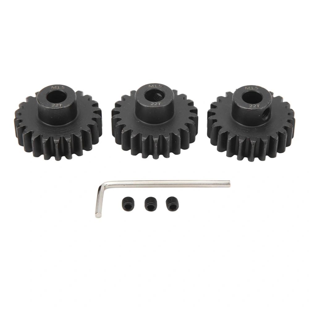 3pcs Steel M1.5 Pinion Gear Set 8mm Motor Pinion Gear with M5 Set Screw for 1/5 1/8 1/10 RC Car 22T