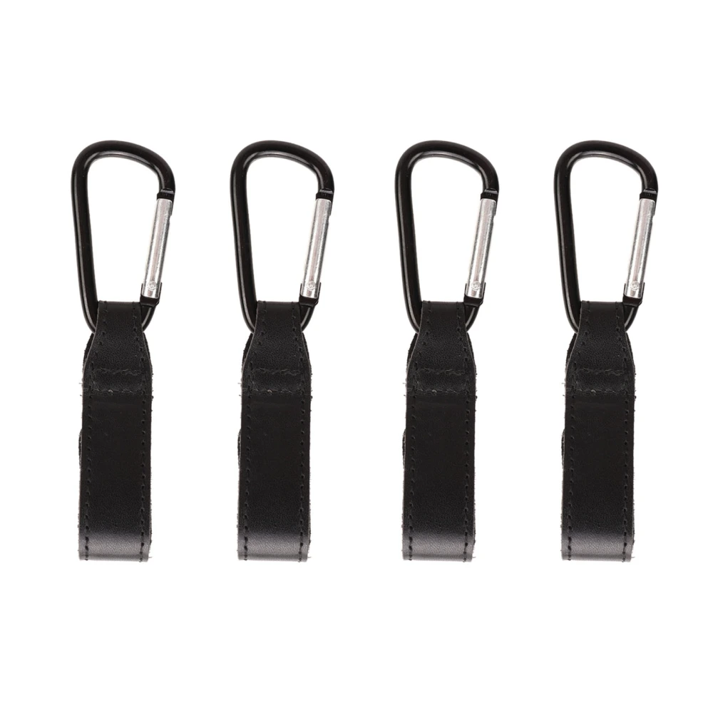 4 Pcs Black Stroller Hooks with Hook and Loop Outdoor Hanging Buckle for Hanging Bags