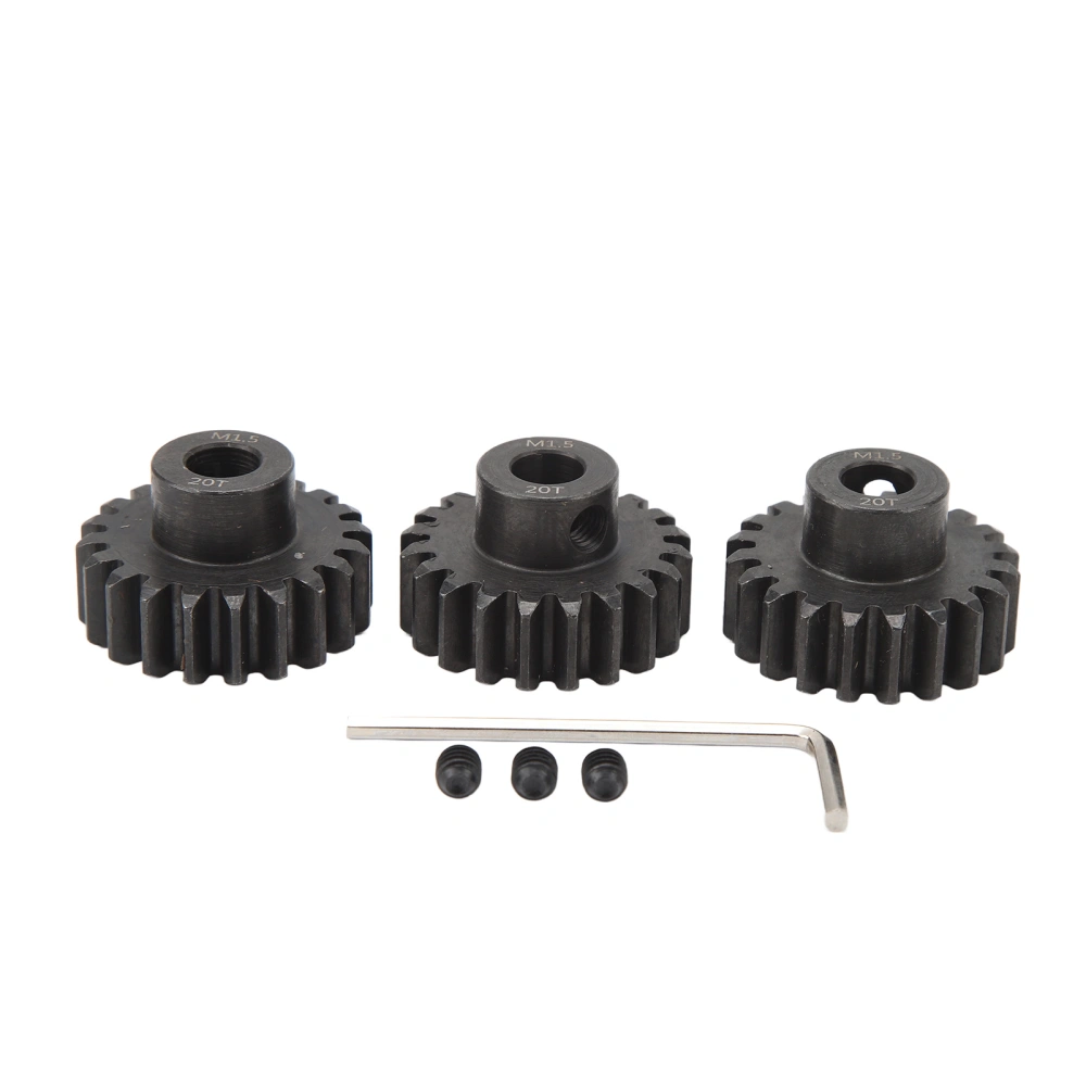 3pcs RC Car Gear Set 8mm Inner Hole Steel Car Motor Gear for 1/5 1/8 1/10 Model Car 20T