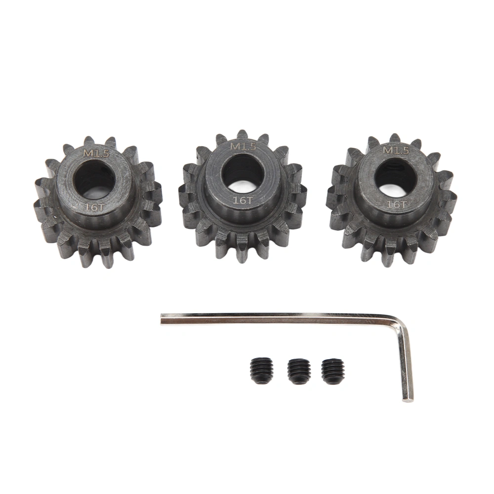 3pcs RC Car Gear Set 8mm Inner Hole Steel Car Motor Gear for 1/5 1/8 1/10 Model Car 16T