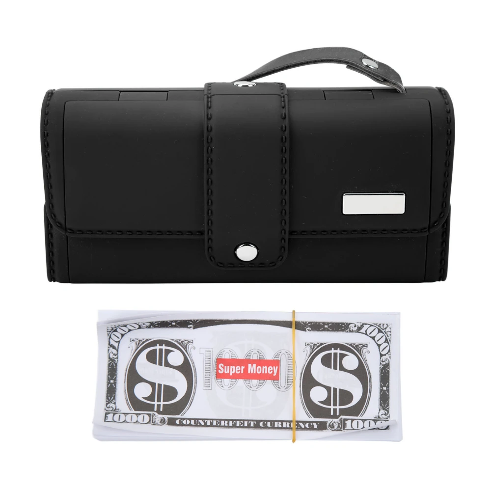 Money Dispenser Wallet Toy with 100PCS Prop Dollar Bills Electric Cash Ejection Purse with Hand Strap for Party Wedding Black