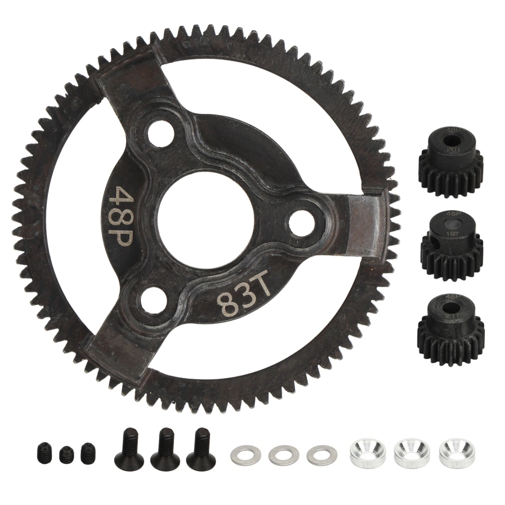 Pinion Spur Gear Set Hardened Steel 48P 83T Spur Gear 19T 20T 21T Pinion Gear Set for Traxxas Slash 2WD 1/10 RC Car