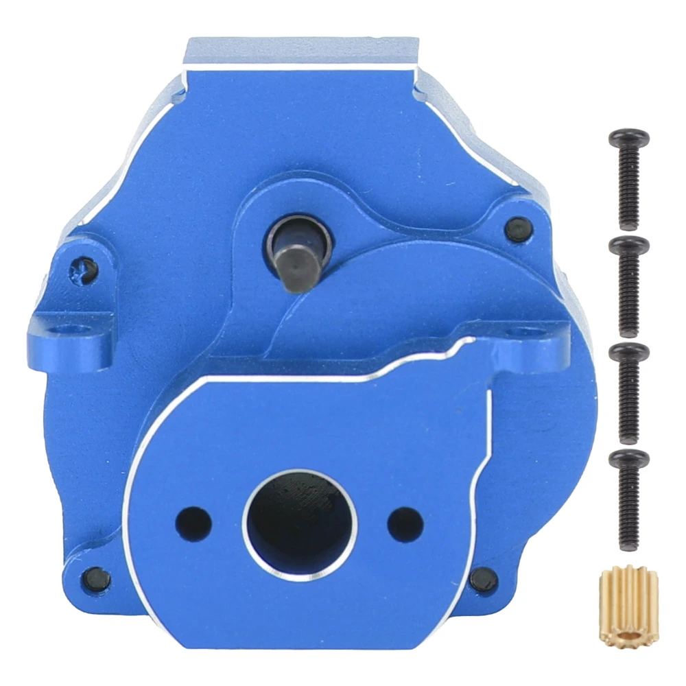 Aluminum Alloy Transmission Gearbox with Motor Gear Replacement Accessory Fit for Traxxas 1/18 RC Crawler Blue