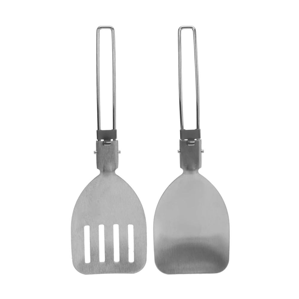 2pcs 304 Stainless Steel Spatula Foldable Food Turner Portable Spatula for Outdoor Picnic Equipment