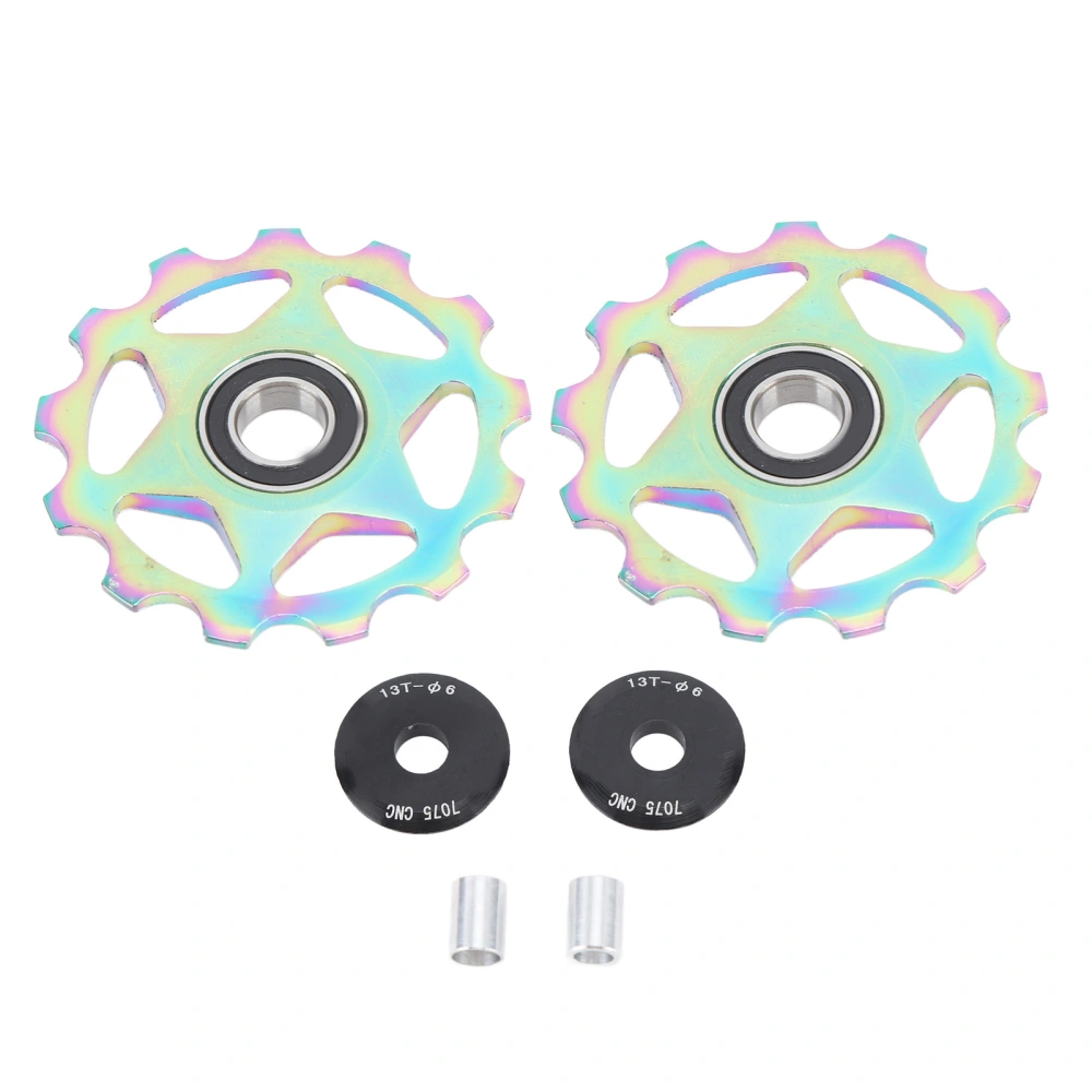 2Pcs Bike Derailleur Pulley Aluminium Alloy Rear Bearing Jockey Guide Roller Wheel Component for Road Bike 13T