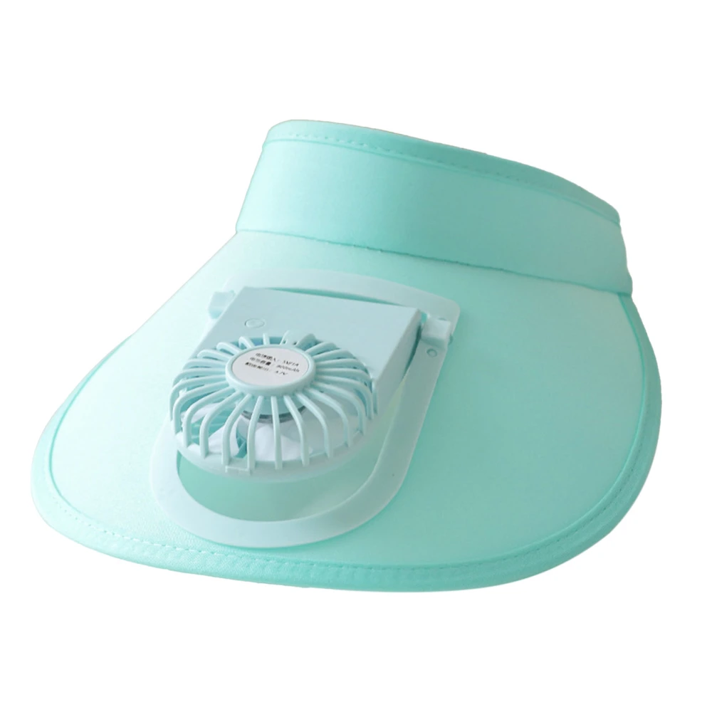 Summer Fan Hat Cute Large Brim UV Protection 3 Levels USB Rechargeable Children Sun Hats for Outdoor Travel Beach Blue