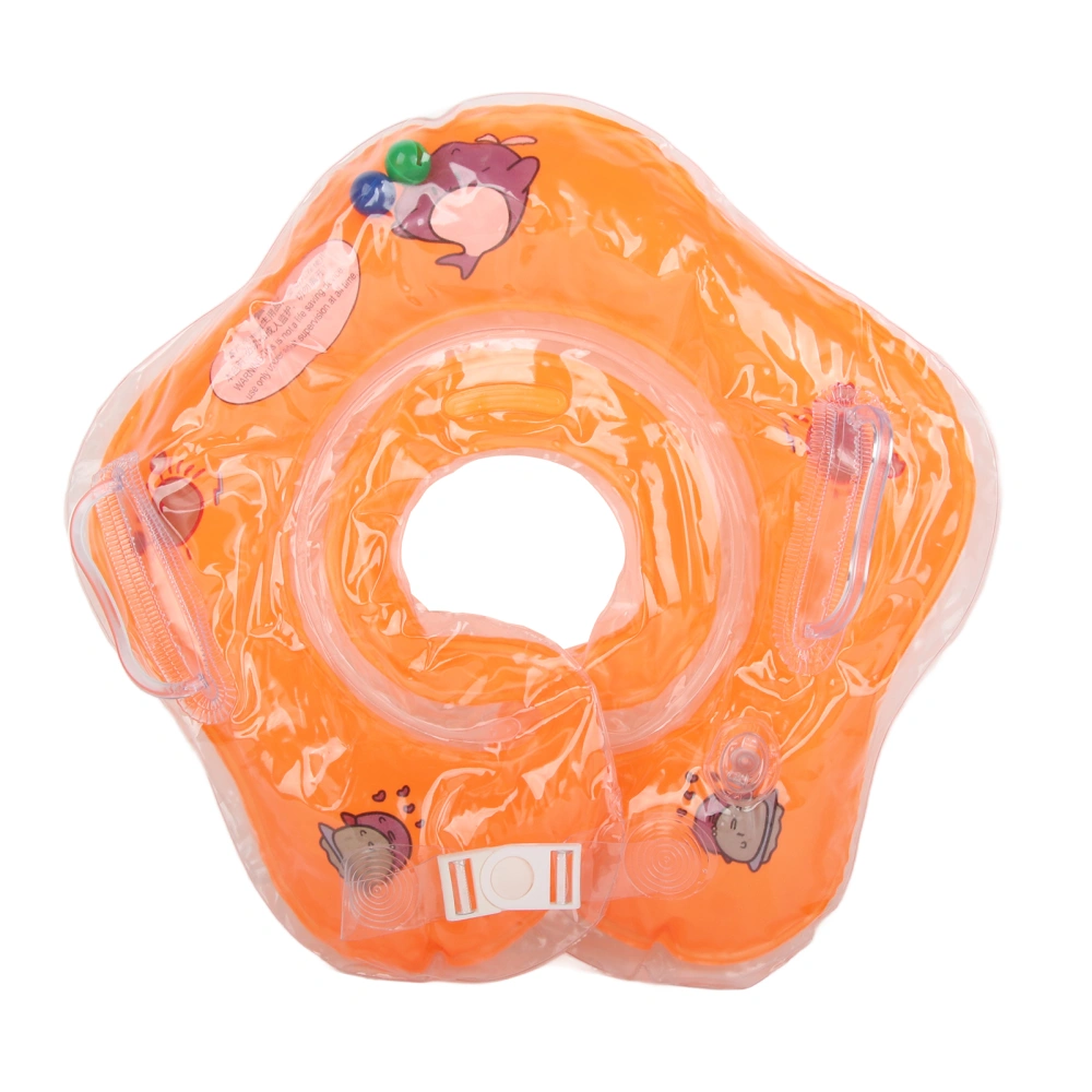 Infant Neck Float Double Air Nozzle PVC Double Air Bag Leakage Proof Infant Swimming Neck Ring for Infant Orange