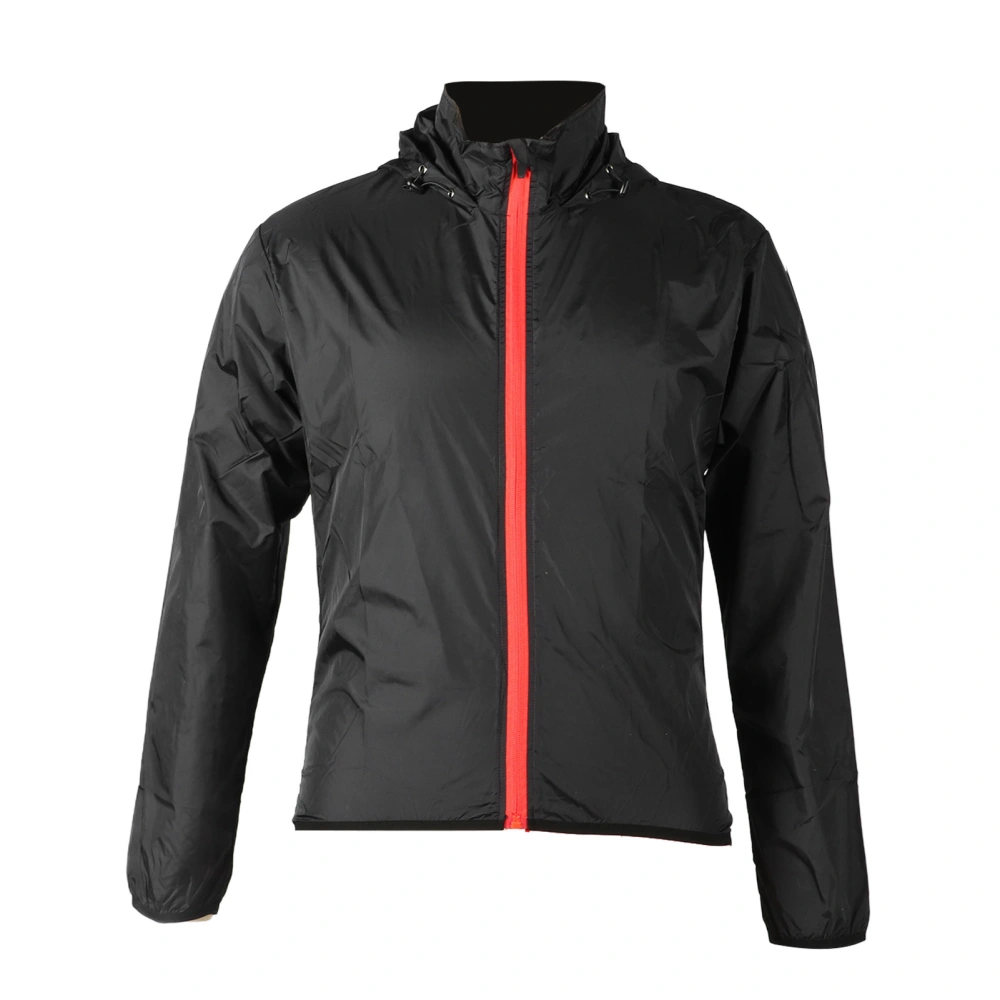 Cycling Jacket Black Light Breathable Waterproof Windproof Quick Dry Long Sleeve Hooded Outdoor Sports Jacket S