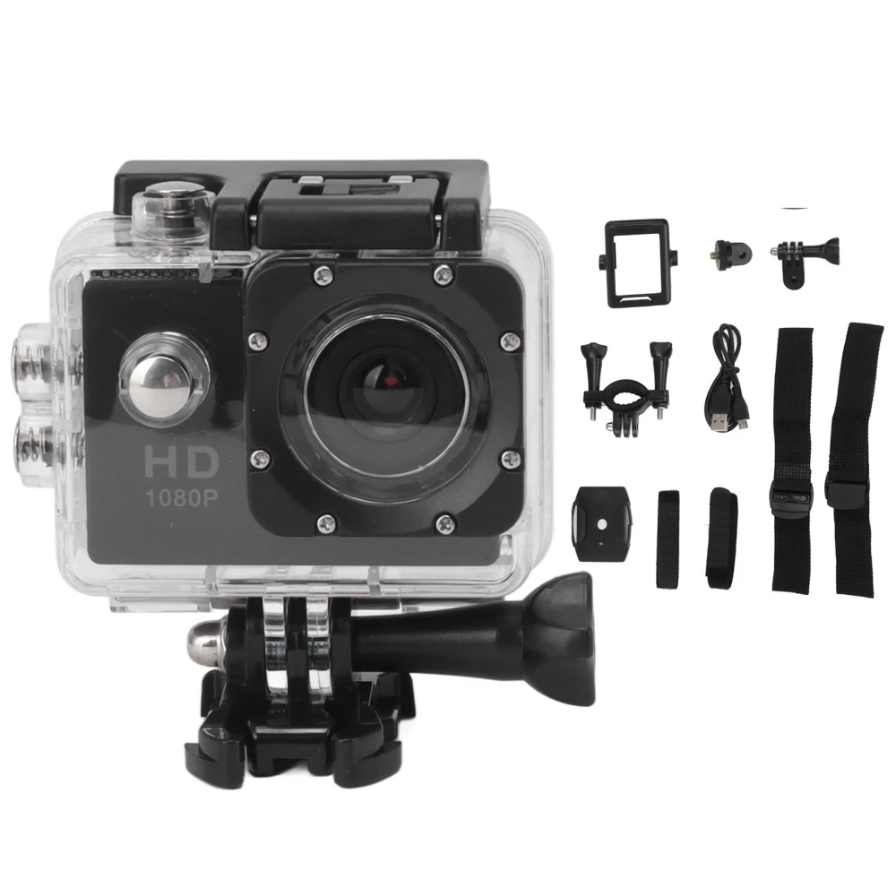 1080P Sports Camera 2.0 Inch LCD Screen USB 2.0 140 Degree Wide Angle Action Camera for Skiing Cross Country Cycling