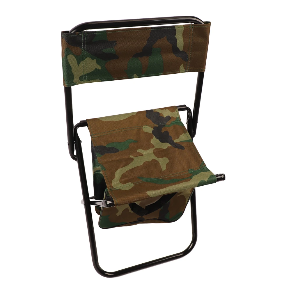 Camping Chair Steel Pipe Oxford Cloth Portable Folding Chair Stool with Bag for Fishing Picnic Beach Camouflage