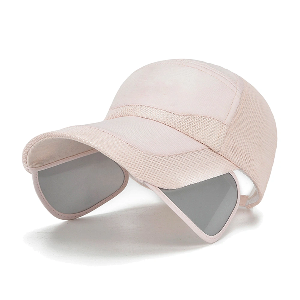 Summer Baseball Cap Breathable Canvas Baseball Cap Unisex Retractable Brim Stylish Hat for Tennis Running Camping Pink