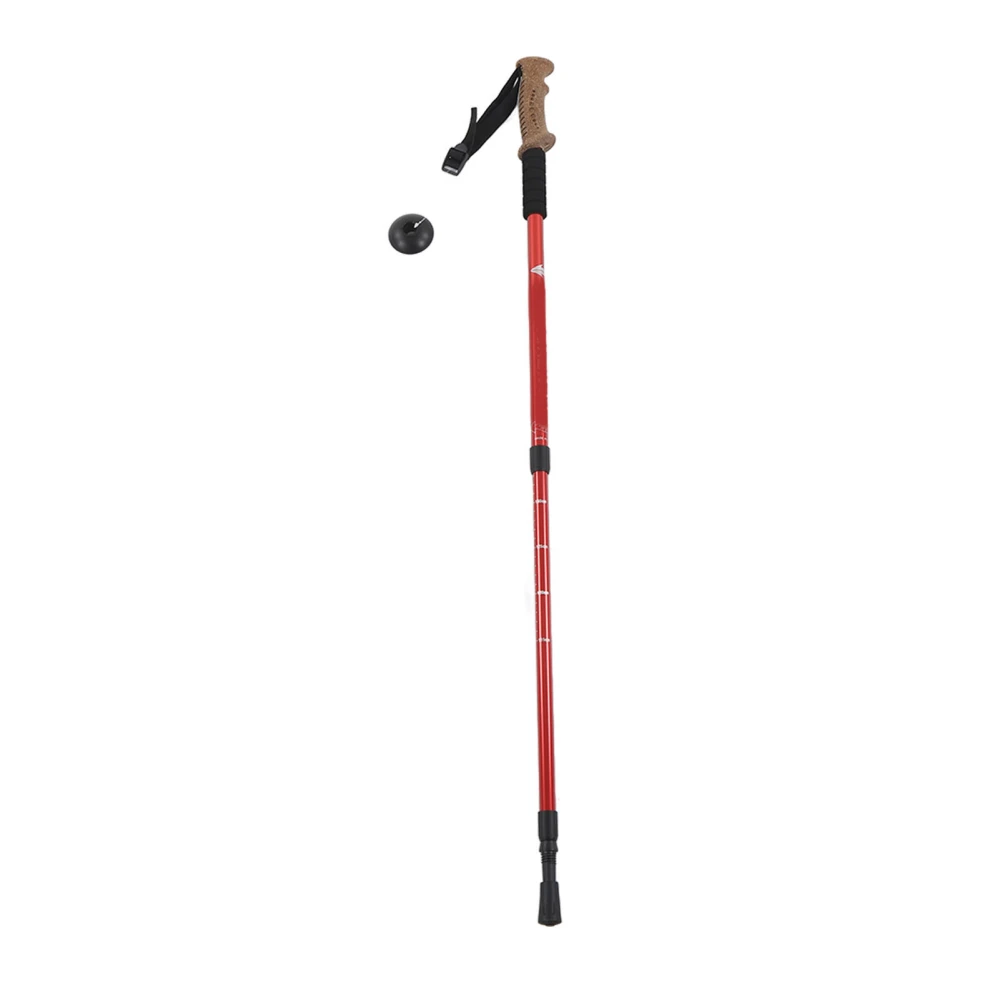 Hiking Poles Aluminum Alloy Ultra Light High Strength 3 Section Retractable Walking Sticks for Outdoor Red